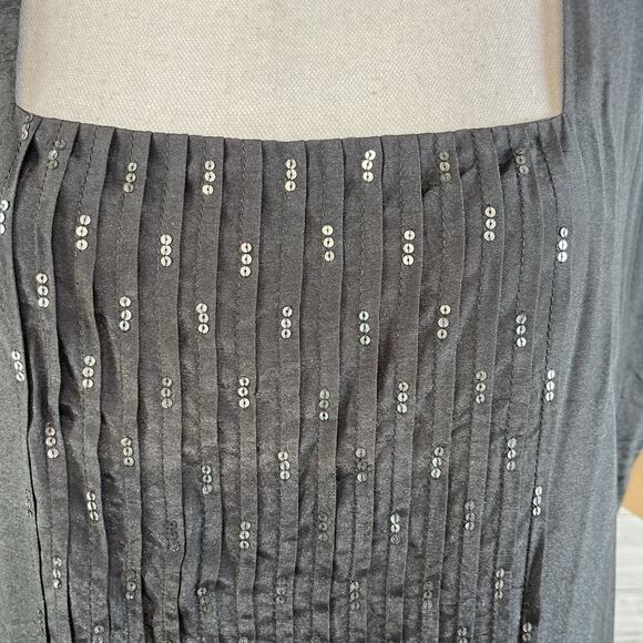 Coldwater Creek Dress size 14 Gray Beaded Flared Sequins Pleating Midi Lagenlook - Picture 3 of 9